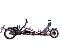 Famille Tricycle couché tandem électrique à 3 roues de 500 watts pour deux personnes avec assistance au pédalage pour les couples