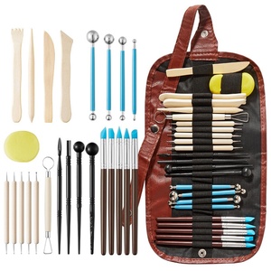 Kit d'outils <span class=keywords><strong>de</strong></span> sculpture avec manche en bois, lot <span class=keywords><strong>de</strong></span> 25 pièces, poterie céramique et argile, outils <span class=keywords><strong>de</strong></span> modelage pour fournitures d'art - Product Image 1