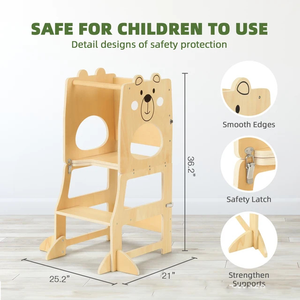 Tour d'observation pour enfants Double enfant en bas âge cuisine en bois tour d'apprentissage support en bois tour d'apprentissage pour la cuisine - Product Image 4