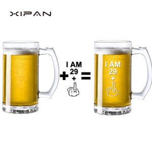 Boccali da <span class=keywords><strong>Birra</strong></span> in Vetro Classici Personalizzati 16/20oz, Resistenti e Infrangibili, per Bevande Analcoliche, con Manico - Product Image 3