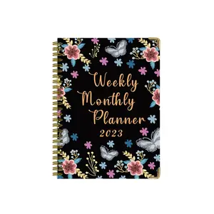 Hardcover agenda planejador fio-o vinculativo semanal diário mensal objetivo plano notebook opção personalizada disponível