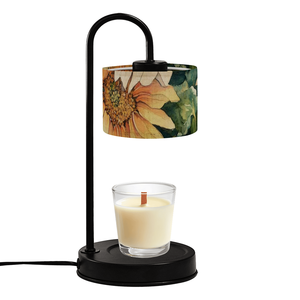 Lampe chauffante électrique à intensité variable 4 ampoules de champ de tournesol abat-jour en lin à luminosité réglable pour bougies de cire parfumées maison - Product Image 2