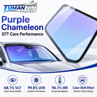 Film teinté caméléon pour pare-brise de voiture, couleur bleu-violet changeant, commande en gros Tuman, disponible pour concessionnaires automobiles avec emballage OEM ODM
