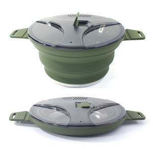 Eco Friendly Silicone Camping Pot Cookware <b>Set</b> Wilderness Survival Outdoor Kitchen Equipment - Product Image 2