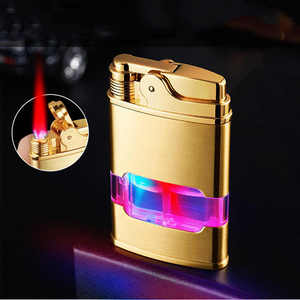 Metal con luz flash moda retro encendedor personalidad creativa directamente en el encendedor de llama roja inflable a prueba de viento - Product Image 3