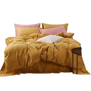 Bộ Chăn Ga Gối Đệm Bằng Cotton Màu Trơn, Bộ Chăn Lông Vịt 4 Món, Màu Hồng, Nâu, 100% Cotton - Product Image 1