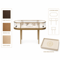Vitrine de présentation de bijoux en or sur mesure, en verre et métal, pour les magasins de bijoux, les marques et les détaillants