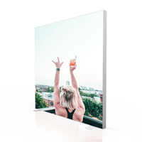 Support de bannière publicitaire portable à impression personnalisée 10x10FT, double face, sans cadre, en tissu fin, avec boîte lumineuse LED autoportante