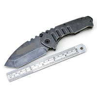 Couteau de poche tactique de survie Premium Medfo Outdoor Camping EDC multifonction, lame en acier inoxydable Stonewash, manche noir