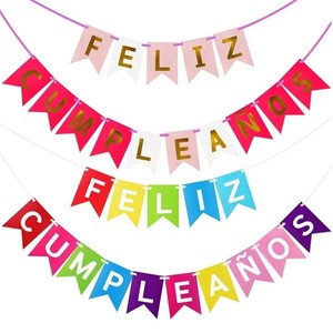 Guirlande de drapeaux Joyeux <span class=keywords><strong>Anniversaire</strong></span> en espagnol, bannière décorative suspendue pour fêtes d'<span class=keywords><strong>anniversaire</strong></span>, en papier - Product Image 4