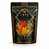 Sac Mylar Noir et Or de Luxe Personnalisé ZA Pack avec Fenêtre, Pochette Autoportante pour Emballage de Bonbons Gommeux Premium