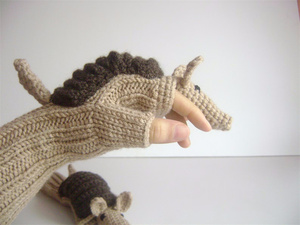 Mitaines en tricot d'animaux au crochet en gros, costumes d'animaux faits à la main, chauffe-bras longs sans doigts, gants marionnettes personnalisés - Product Image 6