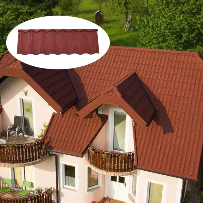 Wear-Resistant Easy Construction Shingle Roof Tiles Colorful Stone Coated Metal Roof