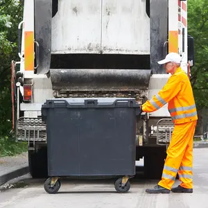 Mobiler Plastikmüll-Recyclingbehälter vierrädriger 1100-Liter-Abfallcontainer