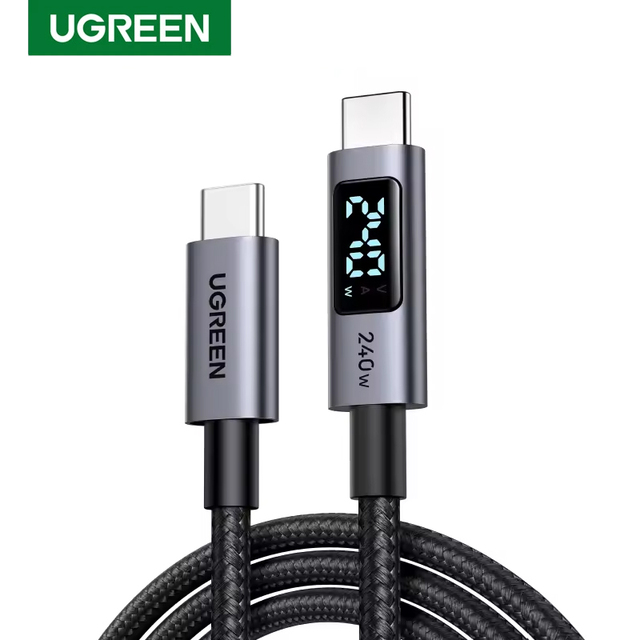 UGREEN 240W USB C Fast Charging Digital Display Cable Nylon Braided Data Cable Real Time Power Monitoring for Macbook Laptop
