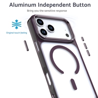 Étui de protection métallique pour appareil photo iPhone 18 Pro Max, coque magnétique pour iPhone 18 Pro 17, bouton métallique, logo personnalisé, emballage LM022