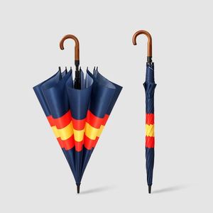 Wholesale Adults Modern <b>Travel</b> Windproof Straight Umbrella Semi Automatic Golf Custom Logo Print 8 Ribs Wooden Handle Rain - Product Image 2