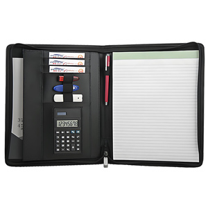 Cartella Portadocumenti A4 in Pelle PU con Cerniera e Logo Personalizzato Modernqiu, Borsa Rigida da Viaggio con Calcolatrice per Archiviazione <span class=keywords><strong>Documenti</strong></span> - Product Image 1