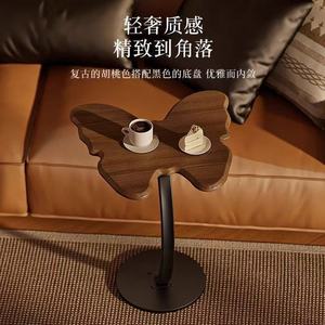 Wood Butterfly Shaped <b>Side</b> <b>Table</b> With <b>Black</b> Metal Base For Living Room Or Bedroom Decorative Use - Product Image 3