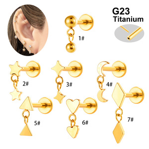 WT F36 Titanio 16G Labret Sin Rosca Minimalista Estrella Luna Corazón Geométrico Pendiente de Cartílago Fabricante Piercing Corporal Helix - Product Image 1