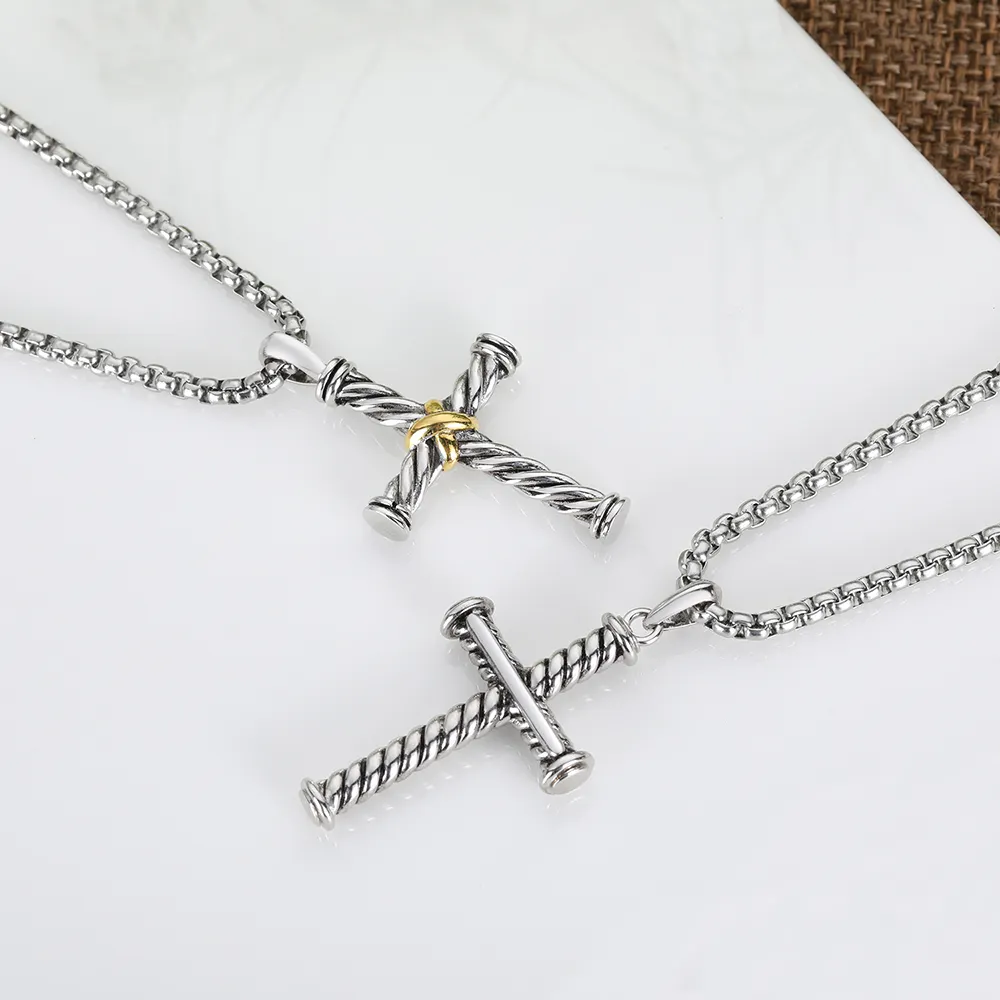 Fashion High Quality 925 Sterling Silver Chain Pendant Cross Necklace Hip Hop Punk Rock Designer Necklace With LOGO