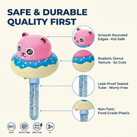 Jouets d'été pour enfants en plein air, bâtonnets à bulles en plastique non toxique, 9 pièces, style beignet, à presser pour faire des bulles d'animaux