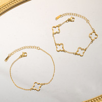 Nueva llegada 18K chapado en oro de acero inoxidable de lujo de diseño de joyería de marcas populares de trébol de cuatro hojas pulsera para las mujeres