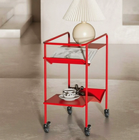 Chariot de rangement portable compact en métal, meuble décoratif créatif, table d'appoint de rangement, avec plateau amovible pour boissons