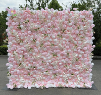 H30 5D toile de fond de mariage enroulable fleurs mur floral artificielle rose décors blanc noir tissu mixte fleur mur