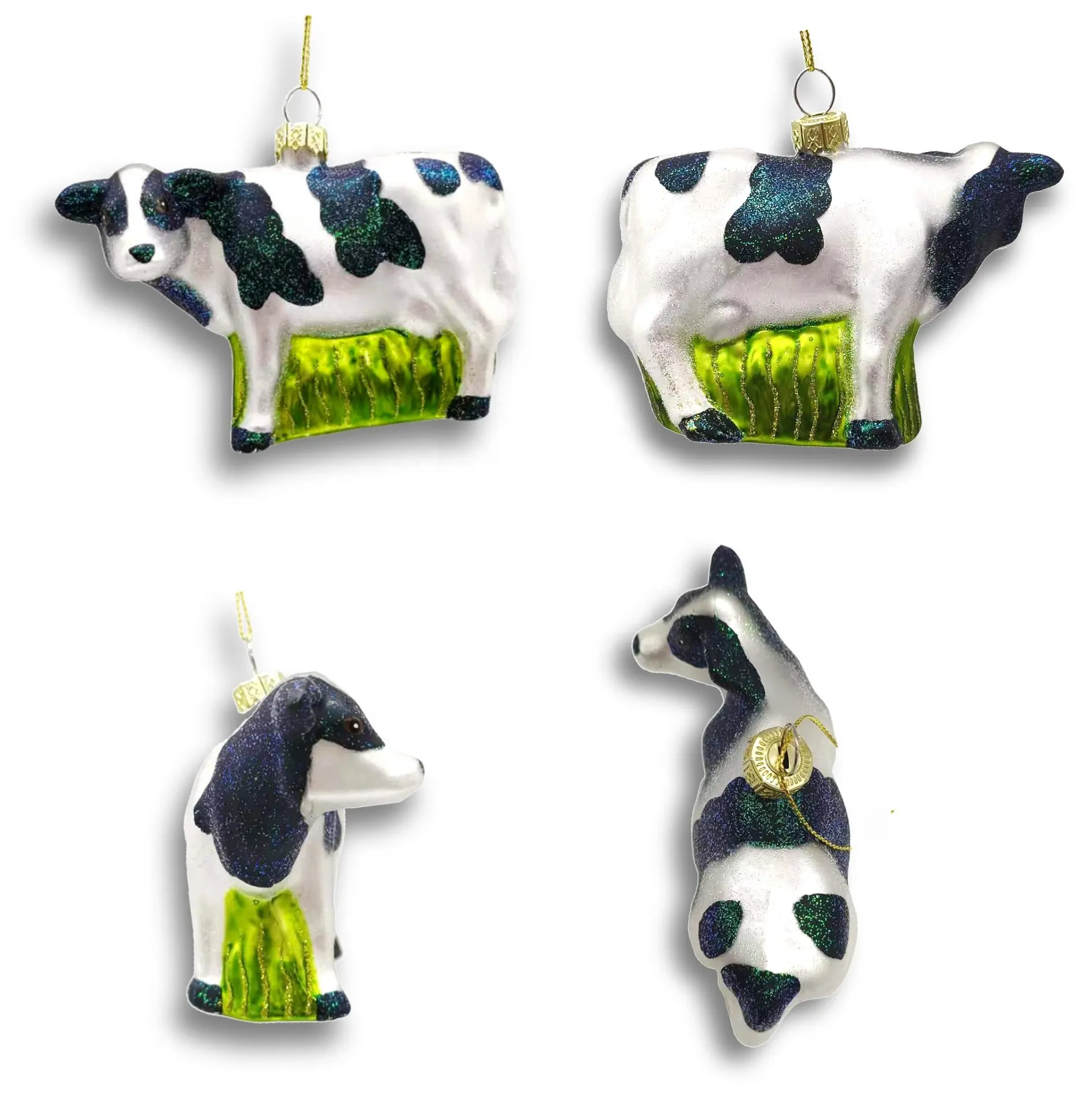 Custom Design Handmade Party Glass Ornaments Animal Christmas Tree Ornaments Cow Glass Ornaments