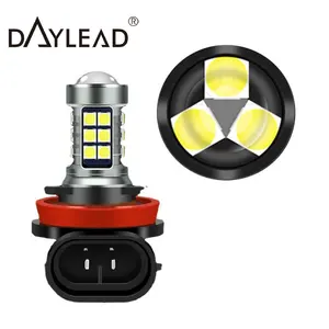 Daylead白色黄色红色汽车发光二极管灯12v 600lm H7 H8 H11带透镜的发光二极管雾灯灯泡