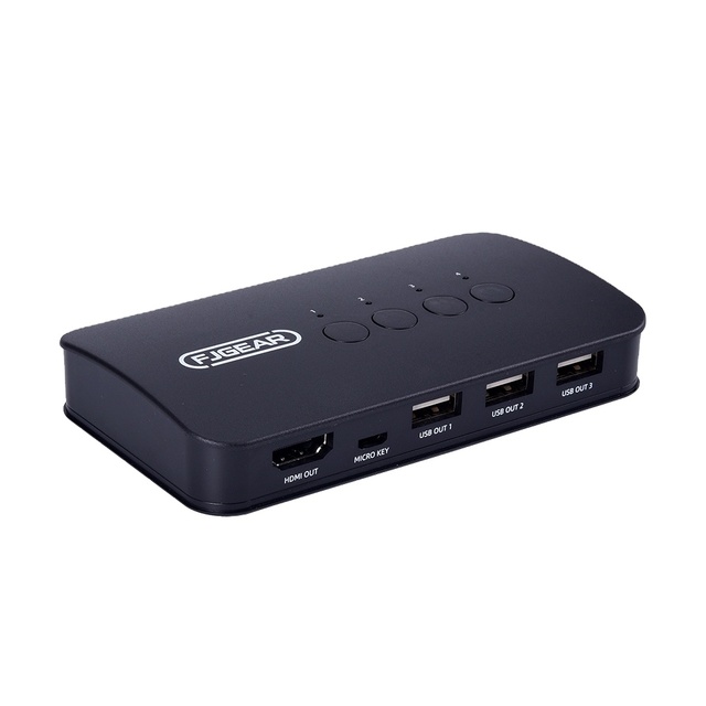 FJ-HK401 Fjgear 4K hdmi HD Video Kvm Switch Four-way hdmi Kvm Manual Switch  Manual Button Switch