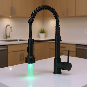 Grifo de Cocina Moderno DB con Monomando Extraíble, LED, Negro Mate, Montaje en Encimera, 1 Orificio, Válvula de Cerámica - Product Image 2