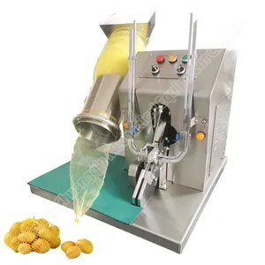 Auto compensação para frutas batatas semiautomáticas malha vinculação pp cebola alho e batata embalagem saco líquido que faz a máquina