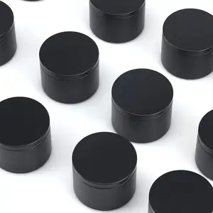 Wholesale 4oz 8oz Empty Round Seamless Matte Black Candle Tins Metal Packing Tin Container With Lids Tin Boxes