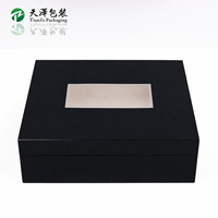 Boîte de rangement pour cartes en bois noir brillant, faite à la main, de luxe, en bois massif, pour cartes bancaires et cadeaux, avec intérieur personnalisé en couleur artisanale