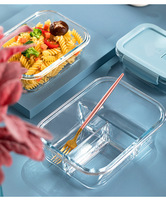 Récipients de stockage des aliments en verre étanches et sans BPA, récipients de préparation des repas en verre, boîtes à Bento en verre avec couvercles en bambou