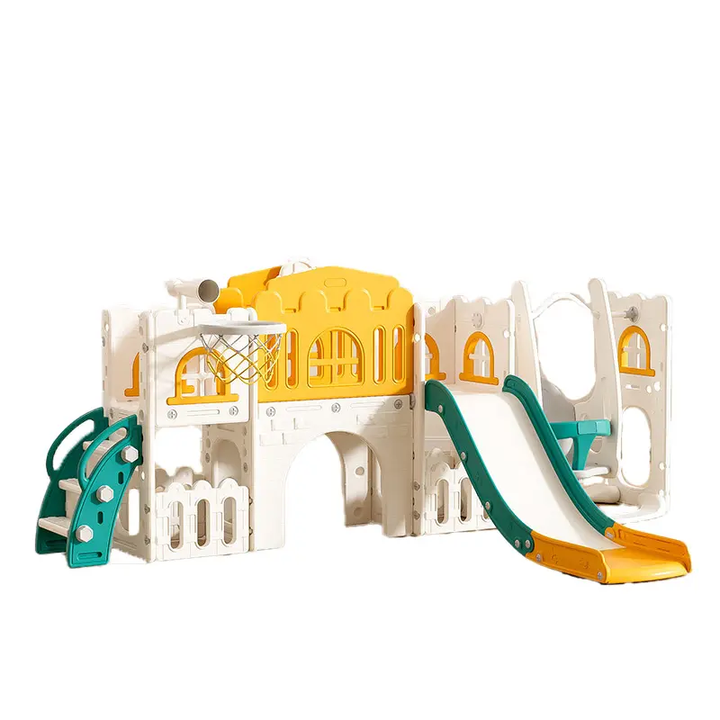 Multifunktions-Kombinations-Innenraum-Spielplatz Spielhaus PE Kinder Einzelfläche grün weiß Klettergeräte günstige Schaukel-Rutsche