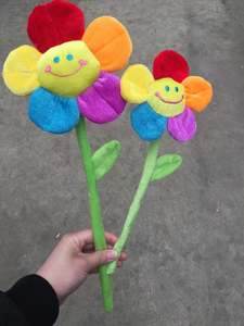 Smiley Happy Faces peluche fiore margherita colorati steli morbidi bendabili girasole giocattolo regalo decorazioni fiore di peluche - Product Image 3