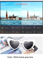 Lunettes de soleil rétro personnalisées avec logo, motif cœur, protection UV400, disponibles en plusieurs couleurs - Noir, Blanc, Rouge, Rose, Vert, Jaune, monture en PC