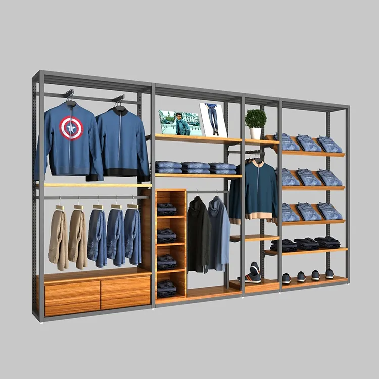 2023 New Design Clothes shop retail metal wall clothes rack
