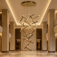 Lustre encastré en cristal doré titane de luxe, luminaire suspendu pour escalier LED LG-BY325