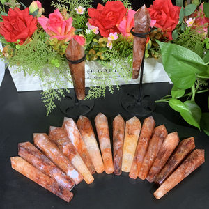 Varitas de Cristal Curativas Naturales al por Mayor, Puntas de Cristal Hematoides de Cuarzo Rojo Fuego para Decoración - Product Image 4