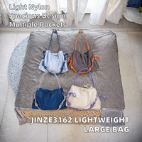 Sac à bandoulière Hobo en Nylon léger pour femmes, fourre-tout décontracté de couleur unie en Polyester, deux sangles, fermeture éclair, multi-poches, usage quotidien