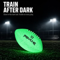 Ballon de rugby phosphorescent taille 9, blanc, revêtement PU texturé, vessie en caoutchouc, pour entraînement nocturne
