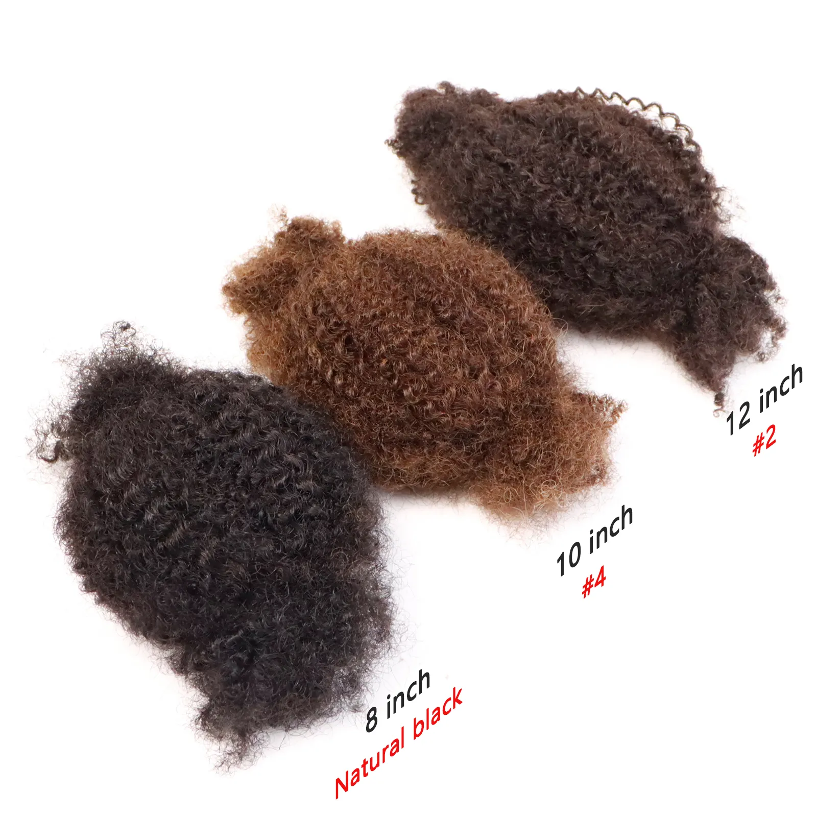Vente en gros belle confiserie cheveux afro crépus en vrac 16 pouces 20 pouces cheveux continus et difficiles à casser moins courts taille longue