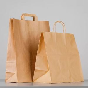 Customized Black Kraft Paper Bag with Handles for Retail Packaging of Wedding Jewellery <b>Clothes</b> Gifts for Pizza Milk Delivery - Product Image 2