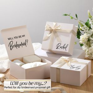 Boîtes de demande en mariage pour demoiselles d'honneur abricot, boîtes cadeaux de mariage avec couvercles, boîte de demande en mariage pour fête de mariage - Product Image 6