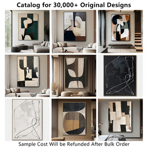 Grandi Dipinti Astratti Acrilici Fatti a Mano, Stile Boho Minimalista, Geometrici Marroni e Neri, Arte Murale su Tela 3D Testurizzata Wabi Sabi - Product Image 5