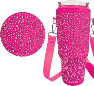Funda Aislante Impermeable de Neopreno Brillante RYO para Vaso de 40oz con Cierre de Cremallera, Correa de Hombro Ajustable y Estuche - Product Image 6